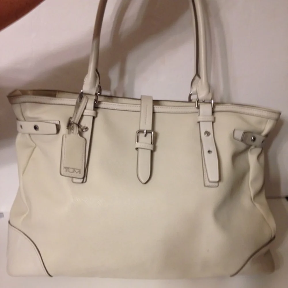 TUMI white/cream laptop business travel tote bag